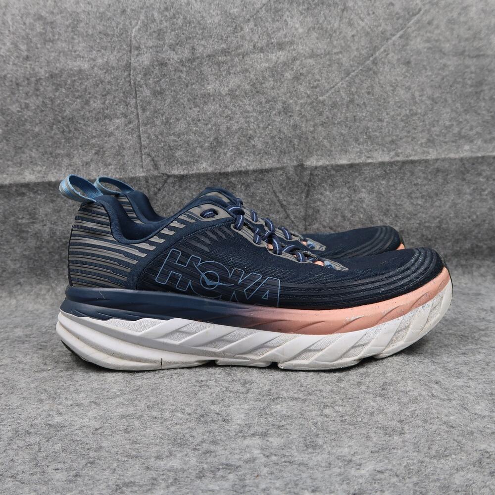Hoka Shoes Womens 10 Bondi 6 Running Athletic Sport Comfort Cushion Blue Pink